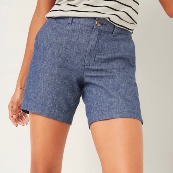 NWT Mid Rise Elevated Linen Blend Shorts - Picture 2 of 2